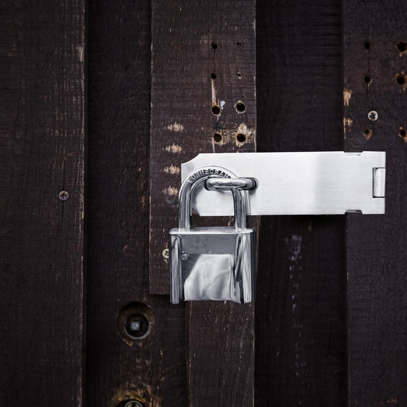Arcjunys Door Locks Hasp Latch 4 Inch Lock Latch Stainless Steel Hasp Lock Extra Thick Door Hasp Locking Hasp Door Hasp Latch Gate Lock Hasp with Screws for Fence Doors Cabinets Closets Sliver - Image 4